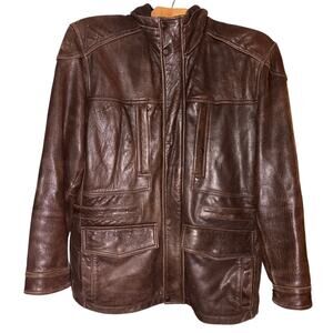 Marc New York Andrew Mark Men's L Vintage Bomber Jacket Brown
